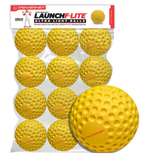 PowerNet 12-Pack Dimpled Practice Ultra-Light Softballs for the Launch F-Lite Pitching Machine (1194-2)