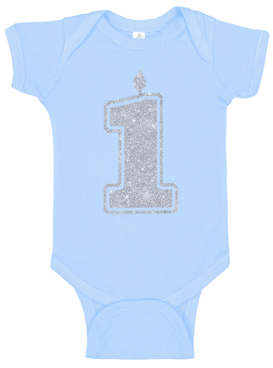 1 Silver First Birthday Onesies & Bodysuits