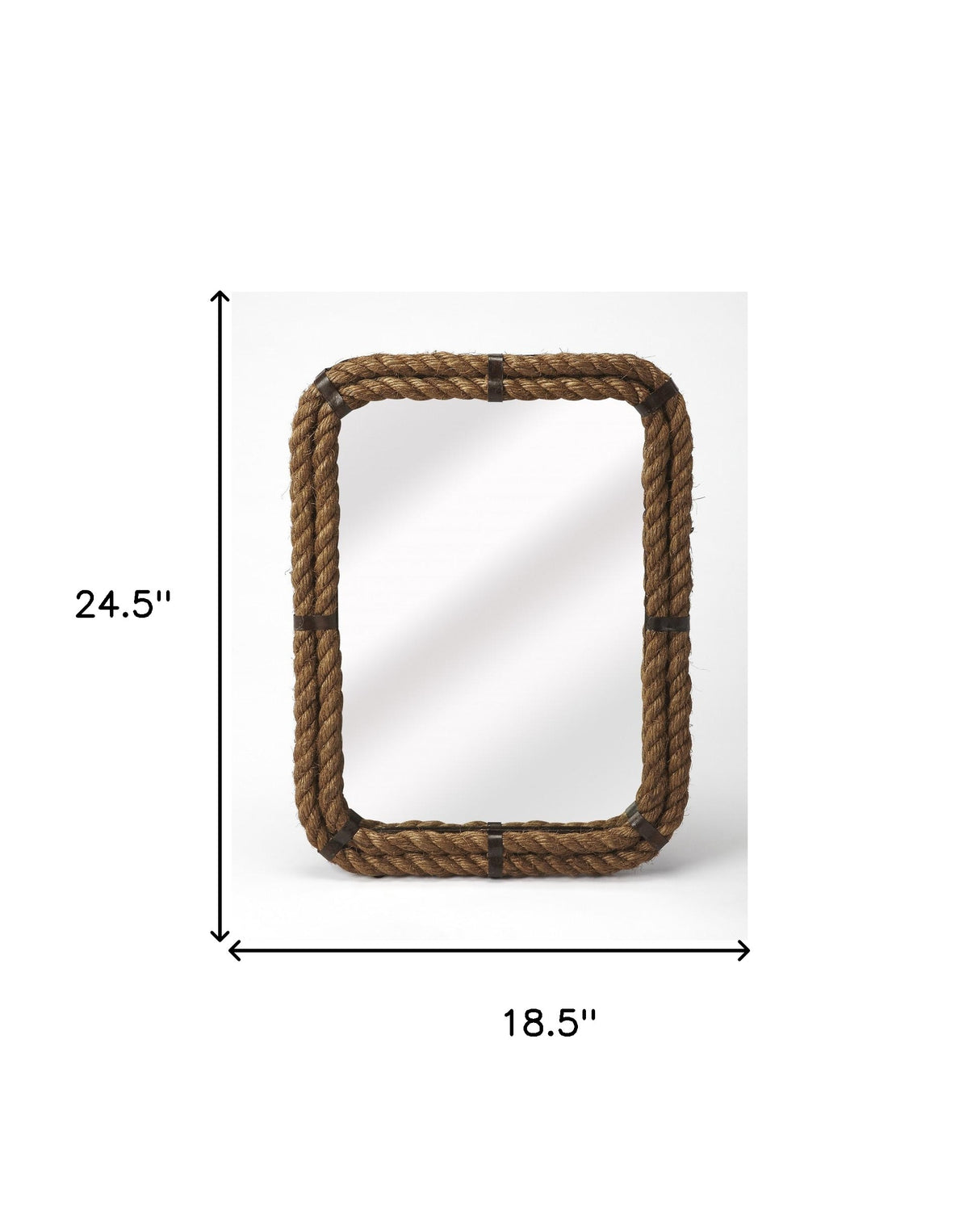 25" Light Brown Rope Framed Accent Mirror