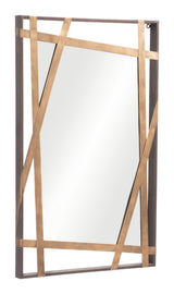 32" Gold and Black Accent Steel Mirror