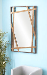 32" Gold and Black Accent Steel Mirror