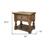 27" Brown One Drawer Nightstand