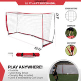 Portable 12x6 Soccer Goal - Bow Style Net