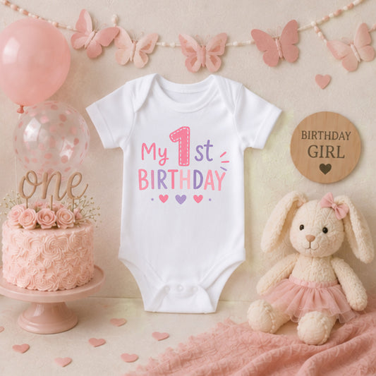 My 1st Birthday Pink II - First Birthday Bodysuit