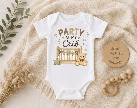 Party At My Crib - Funny Baby Shower Bodysuit