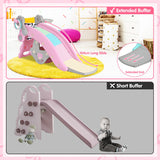 4-in-1 Toddler Slide and Rocking Horse Playset with Basketball Hoop-Pink
