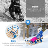 Folding Snowsled Portable Steering Slider with Pulling Ropes and Metal Rails