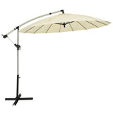 10 Feet Patio Offset Umbrella Market Hanging Umbrella for Backyard Poolside Lawn Garden-Beige