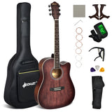 41 Inch Full Size Cutaway Acoustic Guitar Set for Beginner-Red