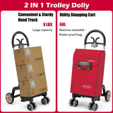 Folding Shopping Cart Utility Hand Truck with Rolling Swivel Wheels-Red