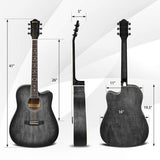 41 Inch Full Size Cutaway Acoustic Guitar Set for Beginner-Black