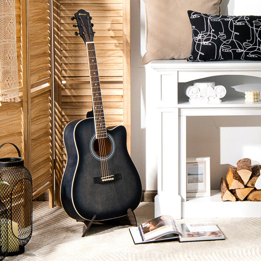41 Inch Full Size Cutaway Acoustic Guitar Set for Beginner-Black