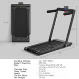 2-in-1 Folding Treadmill with Dual LED Display-Black