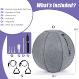 Yoga Sitting Ball with Felt Cover and Air Pump-Gray