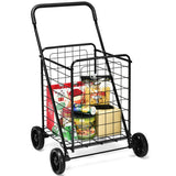 Portable Folding Shopping Cart Utility for Grocery Laundry-Black