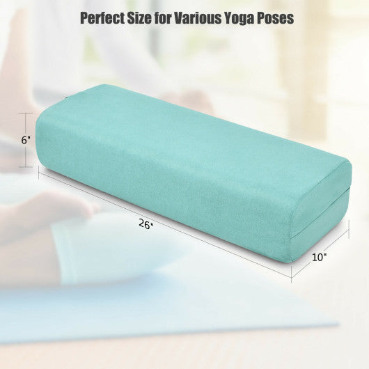 Yoga Bolster Pillow with Washable Cover and Carry Handle-Green