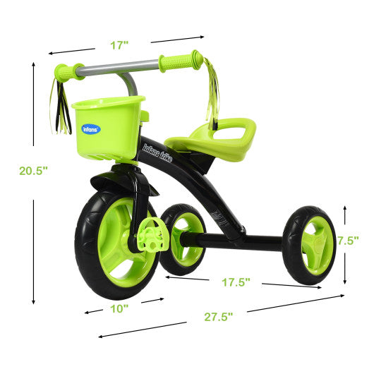 Kids Tricycle Rider with Adjustable Seat-Green