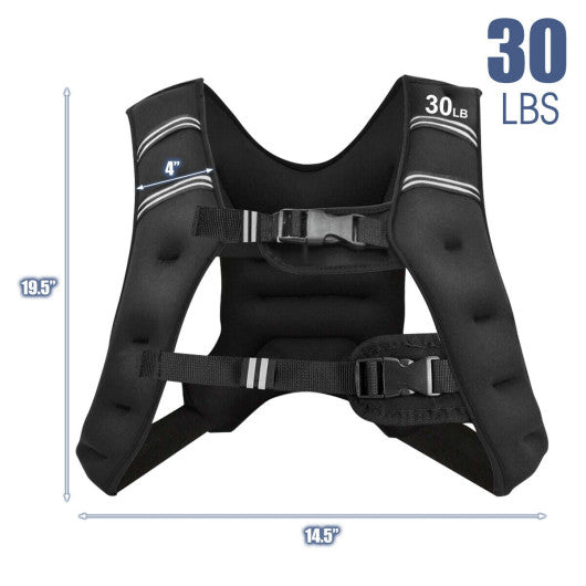 30LBS Workout Weighted Vest with Mesh Bag Adjustable Buckle