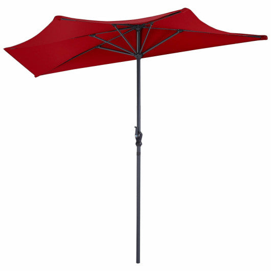 9Ft Patio Bistro Half Round Umbrella -Dark Red