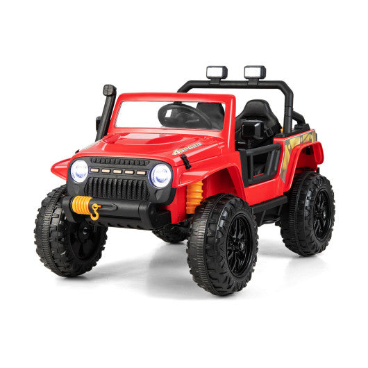 12V Ride on Truck with Parent Remote Control and LED Lights-Red