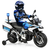 12V BMW Kids Ride On Police Motorcycle with Light and Music-White