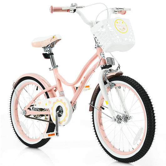 18 Inch Kids Adjustable Bike Toddlers with Training Wheels-Pink