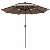 10ft 3 Tier Patio Umbrella Aluminum Sunshade Shelter Double Vented without Base-Tan