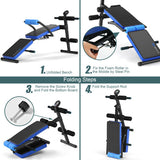 Adjustable Sit Up Bench with LCD Monitor-Blue
