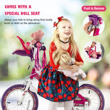 Kids Bike with Doll Seat and Removable Training Wheels-M