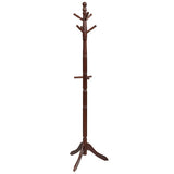 Entryway Height Adjustable Coat Stand with 9 Hooks-Brown