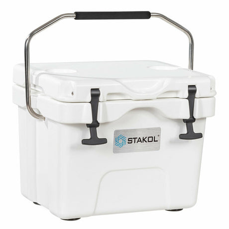 16 Quart 24-Can Capacity Portable Insulated Ice Cooler with 2 Cup Holders-White