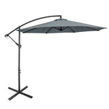 10 Feet Offset Umbrella with 8 Ribs Cantilever and Cross Base-Gray