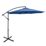 10 Feet Offset Umbrella with 8 Ribs Cantilever and Cross Base-Blue