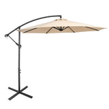 10 Feet Offset Umbrella with 8 Ribs Cantilever and Cross Base-Beige