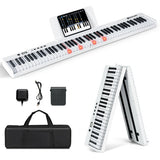 88-Key Folding Semi Weighted Full Size Lighted Piano Keyboard-White