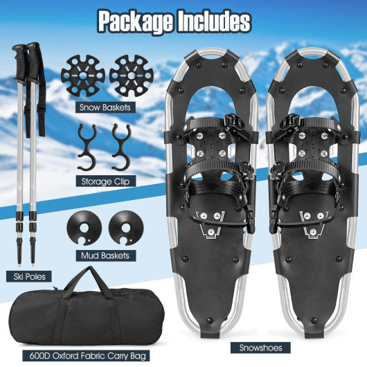 21/25/30 Inch 4-in-1 Lightweight Terrain Snowshoes with Flexible Pivot System-30 inches