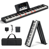 88-Key Folding Electric Lighted Piano Full-Size Portable Keyboard MIDI-Black