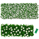 1 Piece Expandable Faux Ivy Privacy Screen Fence Panel Pack with Flower-White