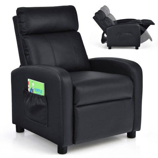 Ergonomic PU Leather Kids Recliner Lounge Sofa for 3-12 Age Group-Black