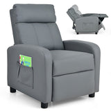 Ergonomic PU Leather Kids Recliner Lounge Sofa for 3-12 Age Group-Gray