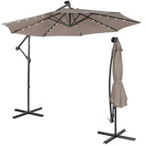 10 Feet Patio Solar Powered Cantilever Umbrella with Tilting System-Coffee