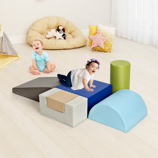 6 Piece Climb Crawl Play Set Indoor Baby Toddler-Gray