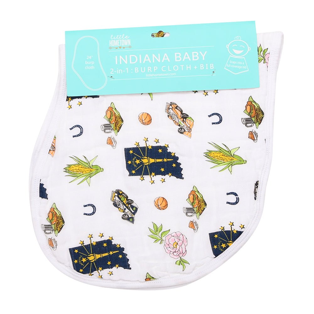 Baby Burp Cloth & Bib Combo: Indiana by Little Hometown