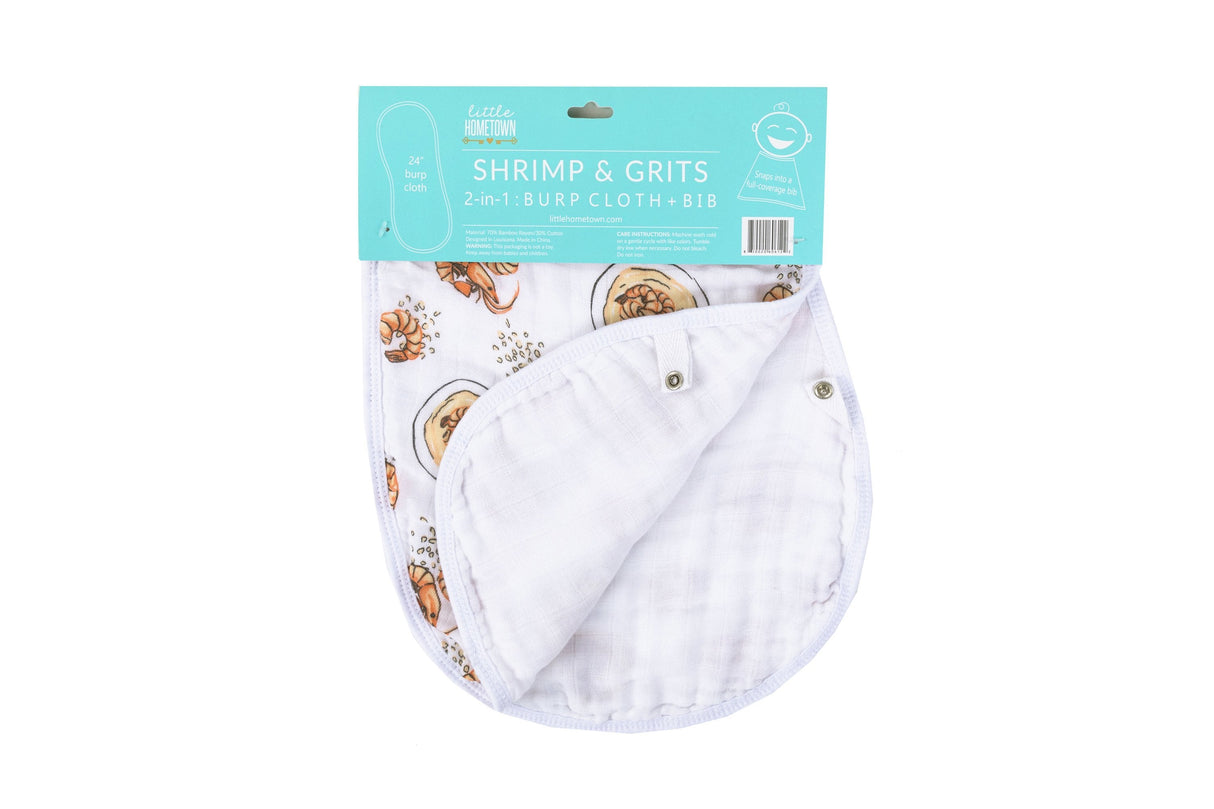 Baby Burp Cloth & Bib Combo (Shrimp and Grits) by Little Hometown