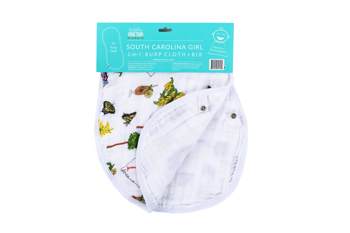 Baby Burp Cloth & Bib Combo: South Carolina Girl by Little Hometown