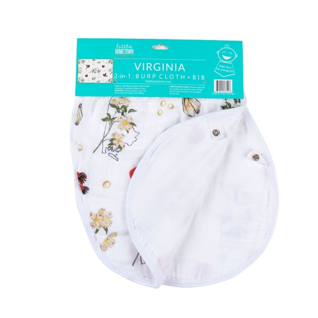 Baby Burp Cloth and Wraparound Bib (Virginia Floral) by Little Hometown