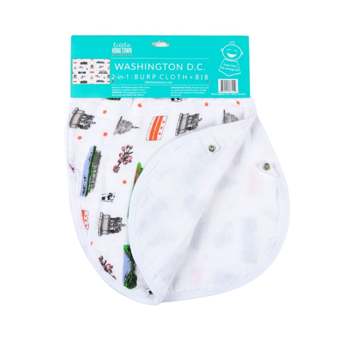 Baby Burp Cloth and Wraparound Bib (Washington DC) by Little Hometown