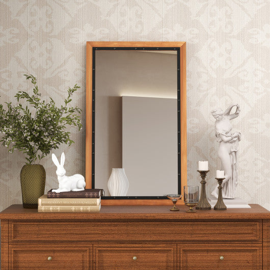 22 x 36 Inch Rectangular Frame Decor Wall Mounted Mirror with Back Board-Natural