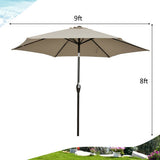 9 ft Outdoor Market Patio Table Umbrella Push Button Tilt Crank Lift-Tan