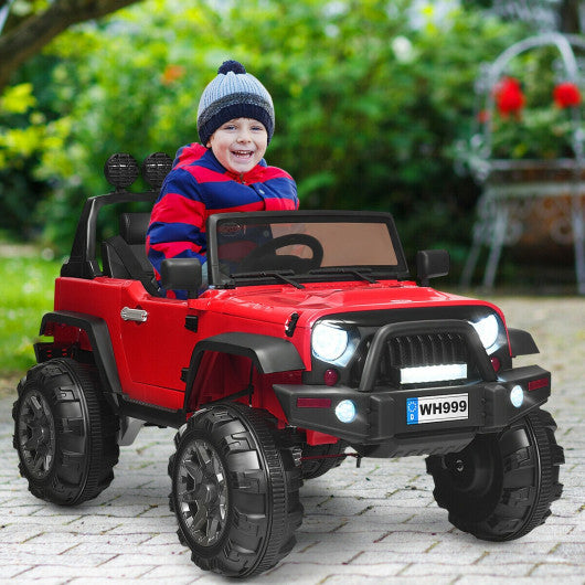 12 V Kids Ride On Truck with Remote Control and Double Magnetic Door-Red